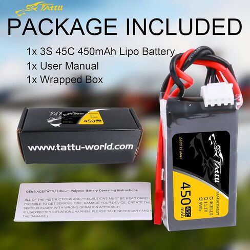 TATTU 11.1 فولت 450 مللي أمبير 3S بطارية ليبو 45C مع قابس JST لحجم صغير FPV E-flite بليد 180 CFX Torrent 110 Baby Hawk Micro 2 in Saudi Arabia