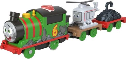 Thomas & Friends Motorized Toy Train Talking Percy Engine with Phrases & Sounds Plus Harold the Helicopter for Ages 3+ Years in Kuwait
