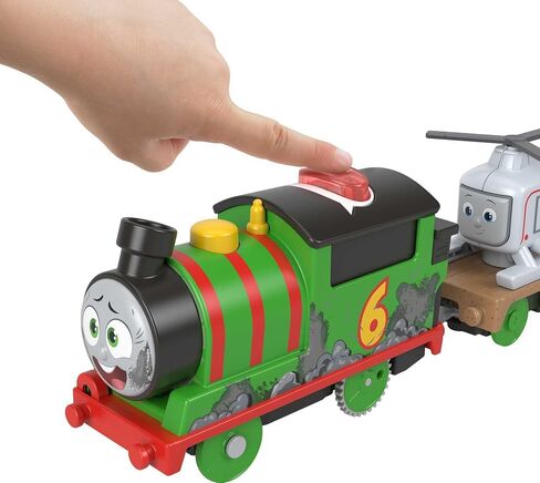 Thomas & Friends Motorized Toy Train Talking Percy Engine with Phrases & Sounds Plus Harold the Helicopter for Ages 3+ Years in Kuwait