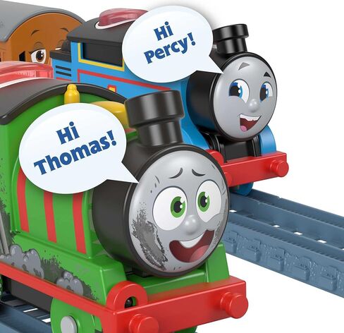 Thomas & Friends Motorized Toy Train Talking Percy Engine with Phrases & Sounds Plus Harold the Helicopter for Ages 3+ Years in Kuwait