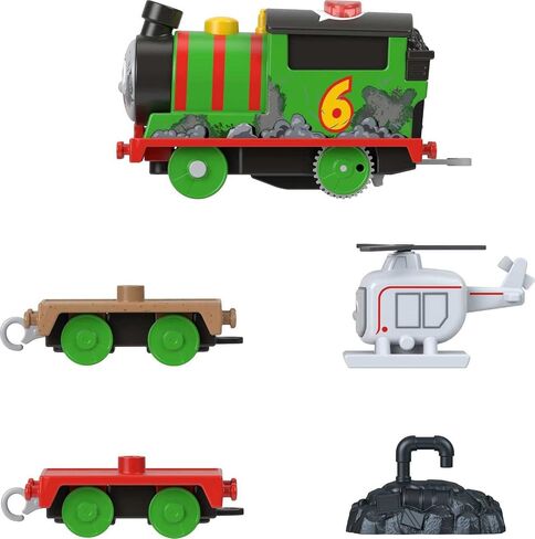 Thomas & Friends Motorized Toy Train Talking Percy Engine with Phrases & Sounds Plus Harold the Helicopter for Ages 3+ Years in Kuwait