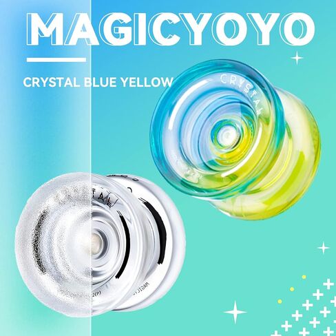 MAGICYOYO استجابة يويو للأطفال المبتدئين، ثنائي الغرض يويو K2 غير مستجيب يويو لخدع دوران الإصبع اللعب المتوسط ​​+ 12 سلسلة يويو + أداة تحمل + حقيبة تخزين (أزرق أصفر) in Kuwait