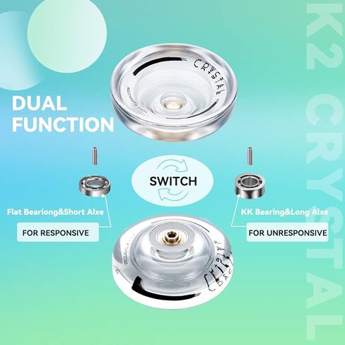 MAGICYOYO استجابة يويو للأطفال المبتدئين، ثنائي الغرض يويو K2 غير مستجيب يويو لخدع دوران الإصبع اللعب المتوسط ​​+ 12 سلسلة يويو + أداة تحمل + حقيبة تخزين (أزرق أصفر) in Kuwait