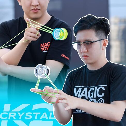 MAGICYOYO استجابة يويو للأطفال المبتدئين، ثنائي الغرض يويو K2 غير مستجيب يويو لخدع دوران الإصبع اللعب المتوسط ​​+ 12 سلسلة يويو + أداة تحمل + حقيبة تخزين (أزرق أصفر) in Kuwait