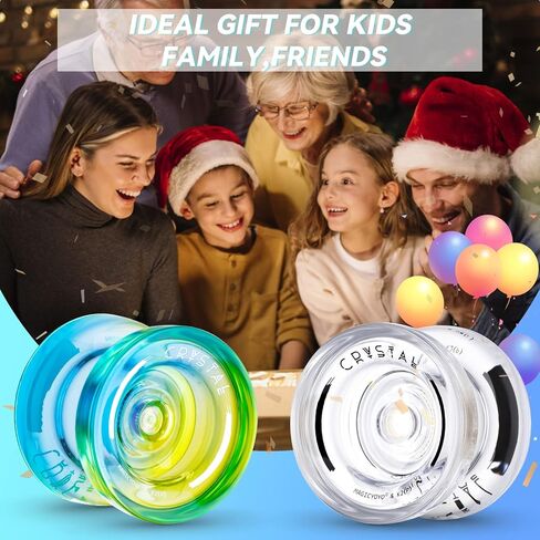 MAGICYOYO استجابة يويو للأطفال المبتدئين، ثنائي الغرض يويو K2 غير مستجيب يويو لخدع دوران الإصبع اللعب المتوسط ​​+ 12 سلسلة يويو + أداة تحمل + حقيبة تخزين (أزرق أصفر) in Kuwait