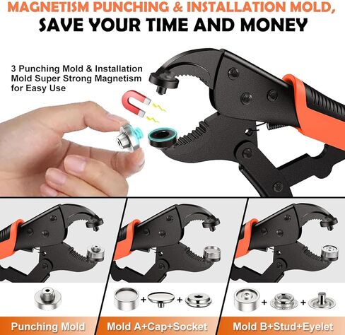 أداة تثبيت كباس شديدة التحمل، مجموعة أدوات تثبيت كبس مع أداة ضبط كباس قابلة للتعديل، تتضمن 20 مجموعة كبس 15 مم للتثبيت، واستبدال الكباسات المعدنية، وإصلاح أغطية القوارب، والقماش، والخياطة، والأقمشة in Kuwait