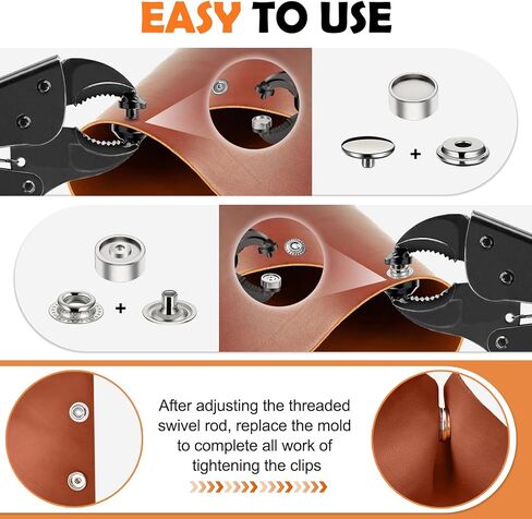 أداة تثبيت كباس شديدة التحمل، مجموعة أدوات تثبيت كبس مع أداة ضبط كباس قابلة للتعديل، تتضمن 20 مجموعة كبس 15 مم للتثبيت، واستبدال الكباسات المعدنية، وإصلاح أغطية القوارب، والقماش، والخياطة، والأقمشة in Kuwait
