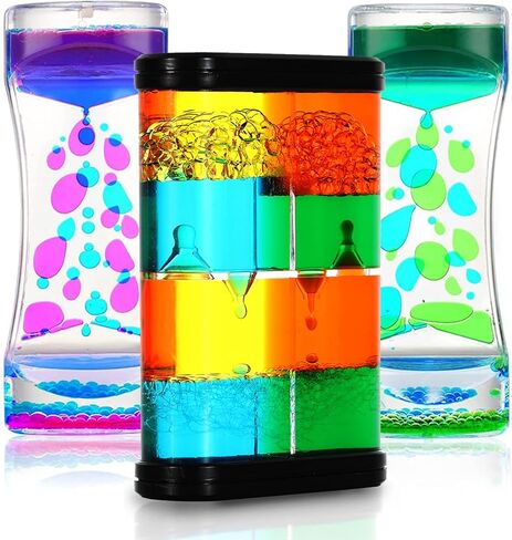 فقاعات الحركة السائلة - مؤقت سائل حسي 3 عبوات، ألعاب حسية للتوحد للأطفال البالغين، لعبة الساعة الرملية الفعالة لتخفيف التوتر، لوازم الزاوية الهادئة، مصباح الحمم البركانية للأطفال، ديكور مكتب المكتب in Kuwait