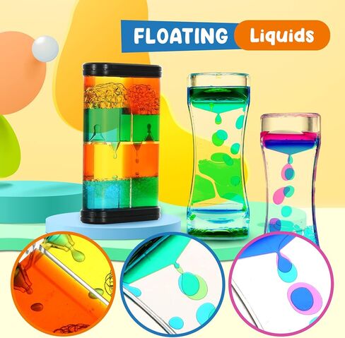 فقاعات الحركة السائلة - مؤقت سائل حسي 3 عبوات، ألعاب حسية للتوحد للأطفال البالغين، لعبة الساعة الرملية الفعالة لتخفيف التوتر، لوازم الزاوية الهادئة، مصباح الحمم البركانية للأطفال، ديكور مكتب المكتب in Kuwait
