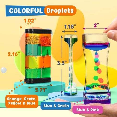 فقاعات الحركة السائلة - مؤقت سائل حسي 3 عبوات، ألعاب حسية للتوحد للأطفال البالغين، لعبة الساعة الرملية الفعالة لتخفيف التوتر، لوازم الزاوية الهادئة، مصباح الحمم البركانية للأطفال، ديكور مكتب المكتب in Kuwait