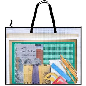 Opret 19x25 inch Art Portfolio Bags, Artwork Storage Case with Handle and Zipper Vinly Mesh Folder Organizers for Bulletin Boards, Scrapbooks, Keepsake and Poster Storage