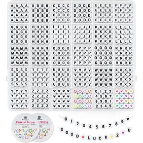 Dowsabel 1400 PCS Letter Beads, 28 Styles Friendship Bracelet Kit, 4x7mm Round Alphabet Beads for Bracelets, 1 Roll Crystal String Jewelry Making Kit with Beads Case, Ideal Gift for Girls
