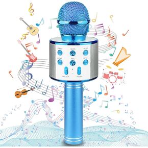 Ranphykx Bluetooth Karaoke Wireless Microphone for Kids, Hottest Birthday Presents Toys for 9 10 11 12 Years Old Boys Girl(Blue)