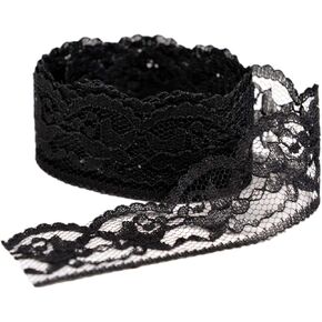 Delicate Scallop Floral Black Lace is 1-1/4" Wide - 3 Yards - Vintage, Non Stretch, Crafts, DIY