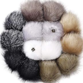 Tatuo DIY Faux Fur Pom Poms Ball with Press Button Removable Fluffy Pompom for Knitting Hats Shoes Scarves Bag Accessories (White Colors, 16)