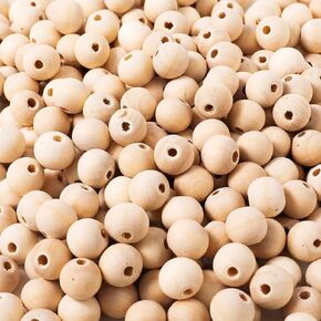 300pcs 20mm Wood Beads Natural Unfinished Round Wooden Loose Beads Wood Spacer Beads for Craft Making Decorations and DIY Crafts