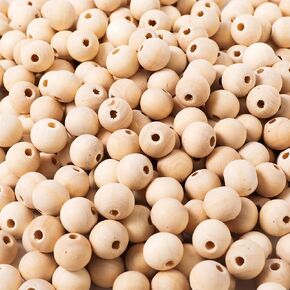 300pcs 20mm Wood Beads Natural Unfinished Round Wooden Loose Beads Wood Spacer Beads for Craft Making Decorations and DIY Crafts