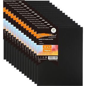 CONDA Black Canvases for Painting, Canvas Panels 8x10 inch, Pack of 14, 100% Cotton Acid-Free, 8 oz Gesso-Primed, Art Boards for Oil & Acrylic Painting
