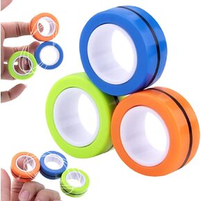 Dermasy Magnetic Rings Fidget Toy 2021 Newest 3 PCS Set Novelty Fidget Toys for Stress and Anxiety Relief Great Gift for Teens Kids Adults with OCD ADHD Autistc (3Pcs Muticolor)