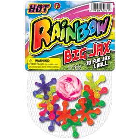 JA-RU Rainbow Jax Toy Set (2 Pack) Big Plastic Jacks Game with Ball for Kids and Adults. Neon Colored Toy Jacks. Fun Vintage Retro Toy. Stocking Stuffers Party Favor Birthday Gifts Bulk. 731-2s
