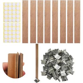 120 PCS Wooden Candle Wicks 1mm Thick Candle Making KIT, 50pcs Thick Wood Wicks Natural Candle Wood Wicks Stickers Wicks Clips Candle Cores for DIY Candle Making Craft…