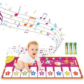 RenFox Musical Piano Mat, Toddlers Music Floor Keyboard Blanket Dance Mat with 8 Different Animal Sounds, Early Learning Educational Toys Gift for 1 2 3 4 Years Old Baby Boy Girl (Batteries Included) in Kuwait