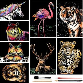 Scratch Art Rainbow Painting Paper (A4), DIY Art Crafts Womens Hobbies, Scratch Painting for Teen & Adults Thanksgiving Day & Christmas Birthday Creative Gift Set: 8 Sheets (Classic City Building) in Saudi Arabia
