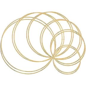 Outuxed 12pcs Dream Catcher Rings Copper Metal Hoops Craft Hoops Macrame Creations Rings Supplies for Crafts, 6 Sizes in Kuwait