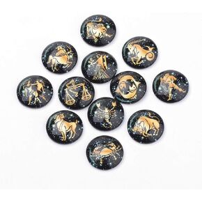 Beadthoven 25mm 90pcs Mixed Style Round Glass Dragon Eye Gem Cover Cabochon for Dome Jewelry Finding Cameo Pendent Doll Making