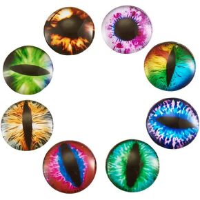 Beadthoven 90pcs 25mm Mixed Style Round Glass Dragon Eye Gem Cover Cabochon for Dome Jewelry Finding Cameo Pendent Doll Making in Kuwait