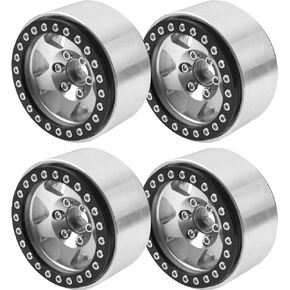 4Pack Aluminum Alloy 1.9" Beadlock Wheel Rims Hubs 6-Spoke Compatible with Traxxas TRX4 Axial SCX10 SCX10-II 90046 Wraith D90 D110 Tamiya CC01 1/10 RC Crawler Car (Red)