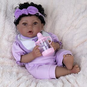 Lifelike Reborn Baby Doll 18-Inch American African Baby Boy Newborn Baby Doll Soft Cloth Body Real Life Baby Dolls for Kids 3+, Complete with Clothes and Toy Accessories
