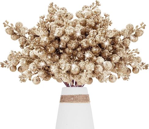 16 Pieces Artificial Glitter Berries Stems, 9Inch Frosted Christmas Picks Berry Sprays Twig Glitter Holly Berry Branches for Xmas Tree Fillers Ornaments, Wreath, Crafts, Home Holiday Decor (Black) in Kuwait
