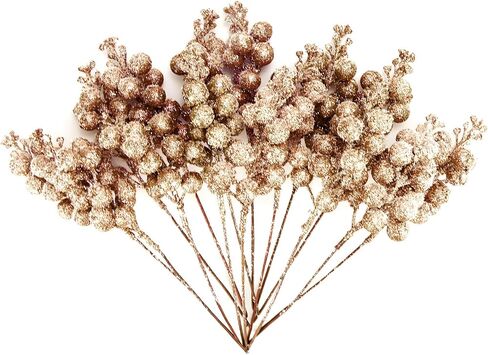 16 Pieces Artificial Glitter Berries Stems, 9Inch Frosted Christmas Picks Berry Sprays Twig Glitter Holly Berry Branches for Xmas Tree Fillers Ornaments, Wreath, Crafts, Home Holiday Decor (Black) in Kuwait
