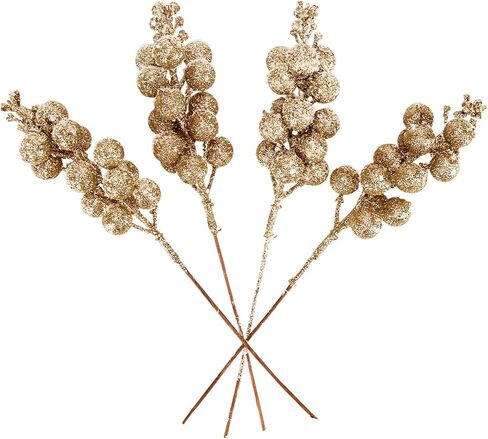 16 Pieces Artificial Glitter Berries Stems, 9Inch Frosted Christmas Picks Berry Sprays Twig Glitter Holly Berry Branches for Xmas Tree Fillers Ornaments, Wreath, Crafts, Home Holiday Decor (Black) in Kuwait