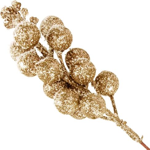 16 Pieces Artificial Glitter Berries Stems, 9Inch Frosted Christmas Picks Berry Sprays Twig Glitter Holly Berry Branches for Xmas Tree Fillers Ornaments, Wreath, Crafts, Home Holiday Decor (Black) in Kuwait