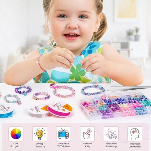 Qinzave 802Pcs Bracelet Making Kit for Girls Mermaid Beads for Jewelry Making Assorted Sizes 6mm 8mm Jewelry Making Kit with Mermaid Shell Pendants, Mermaid Beads for Bracelet Necklace DIY Craft in Kuwait