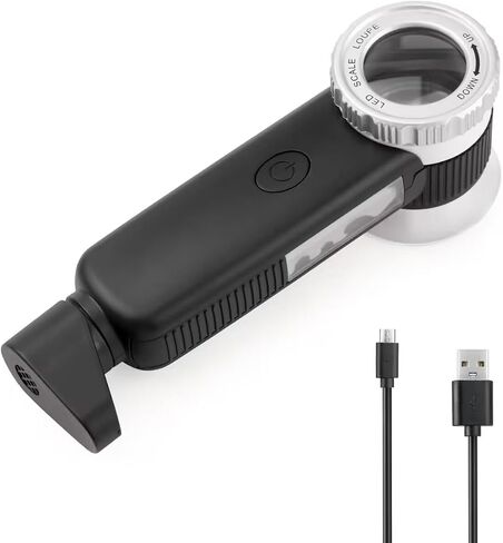 عدسة مكبرة 30X للمجوهرات مع 7 مصابيح، عدسة مكبرة محمولة قابلة لإعادة الشحن عبر USB مع مصباح يدوي لتقييم اليشم لتقييم المجوهرات والعملات المعدنية والأحجار الكريمة in Kuwait