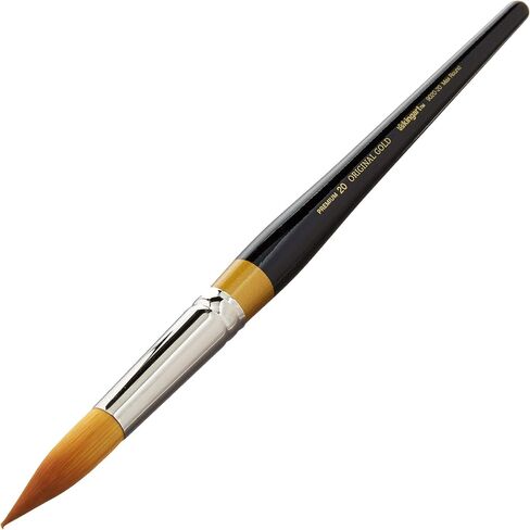 فرشاة فنان من سلسلة KINGART Premium Original Gold 9020-10، شعر صناعي تاكلون ذهبي، مقبض قصير، للأكريليك والألوان المائية والزيت والغواش، مقاس 10 in Kuwait