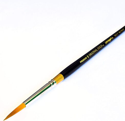 فرشاة فنان من سلسلة KINGART Premium Original Gold 9020-10، شعر صناعي تاكلون ذهبي، مقبض قصير، للأكريليك والألوان المائية والزيت والغواش، مقاس 10 in Kuwait