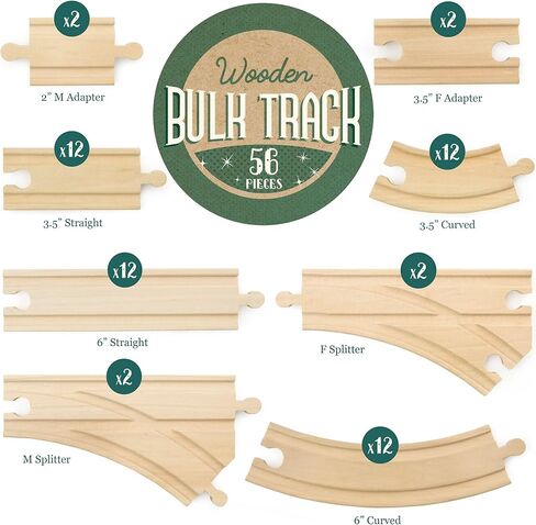 Conductor Carl Wooden Train Track Set, 42 Pieces - Solid Wood Wooden Train Track Accessories Compatible with Most Major Toy Train Brands - Single Piece, Interlocking Wooden Train Tracks in Kuwait