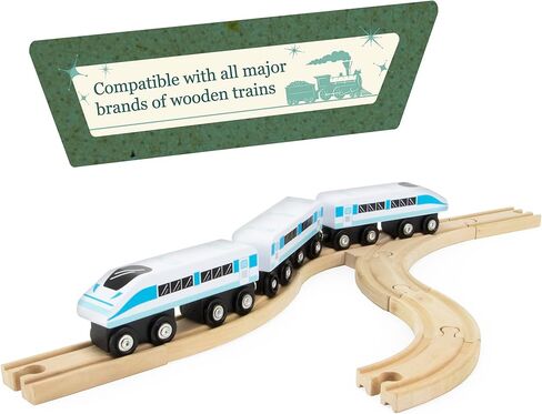 Conductor Carl Wooden Train Track Set, 42 Pieces - Solid Wood Wooden Train Track Accessories Compatible with Most Major Toy Train Brands - Single Piece, Interlocking Wooden Train Tracks in Kuwait