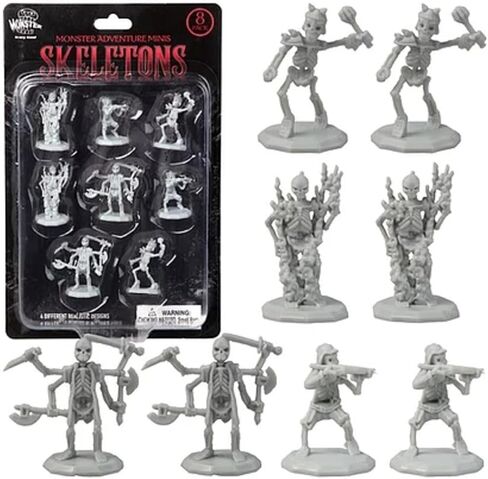 Monster Protectors 8 Unpainted Fantasy Skeleton Mini Figures- All Unique Designs- 1" Hex-Sized Compatible with DND Dungeons and Dragons & Pathfinder and All RPG Tabletop Games in Saudi Arabia