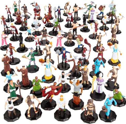 Townsfolk Mini Fantasy Bulk Figures Set- 64 Hand-Painted Miniatures (2x of 32 Unique Sculpts)- 1" Hex Nobility, Merchants, and more- Compatible w DND Dungeons Dragons, Pathfinder, RPG Tabletop Games in Saudi Arabia