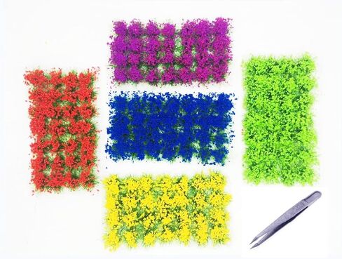 Dgdhf 140 Pcs Flower Cluster Flower Vegetation Groups Grass Tufts Static Scenery Model DIY Miniature for Train Landscape Railroad Scenery Sand Military Layout Model War Gaming Terrain in Saudi Arabia