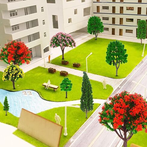 Cayway 40 PCS Model Bamboo Trees, 2 Size Green Plastic Bamboo Trees for Home Decoration, Miniature Landscape, Landform Diorama Project (2.4 inch –3.1inch) in Kuwait