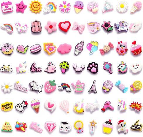 72 قطعة من دلايات زهرية لطيفة للحفلات - ليست عشوائية ومختلفة من بلاستيك بي في سي للحصول على تعليقات جميلة للفتيات المراهقات هدية الكريسماس, مطاط بولي فينيل كلورايد, بدون أحجار كريمة in Kuwait