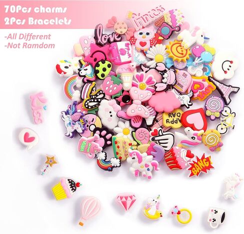 72 قطعة من دلايات زهرية لطيفة للحفلات - ليست عشوائية ومختلفة من بلاستيك بي في سي للحصول على تعليقات جميلة للفتيات المراهقات هدية الكريسماس, مطاط بولي فينيل كلورايد, بدون أحجار كريمة in Kuwait