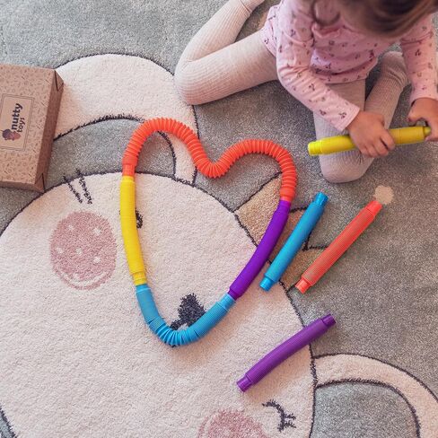 NUTTY TOYS Stocking Stuffers for Kids & Toddlers | 4 Large Sensory Toy Pop Tubes | Boost Creativity & Fine Motor Skills | Top ADHD & Autism Fidget 2023 | Best Preschool Boy & Girl Ideas in Kuwait