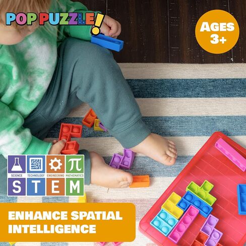 لعبة Power Your Fun Pop Puzzle Popper Fidget - 27 قطعة من لعبة ألغاز الصور المقطوعة Pop Push It Bubble ألعاب التململ الحسية للتعلم، وتخفيف التوتر من السيليكون لعبة ألغاز البوب ​​للأطفال والكبار (أزرق) in Kuwait